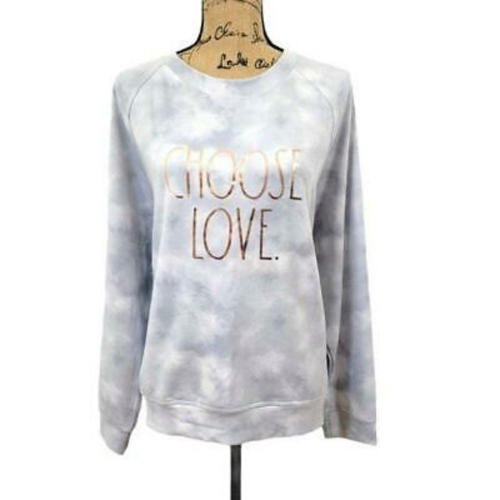 Rae Dunn Gray tye dye choose love long sleeve shirt